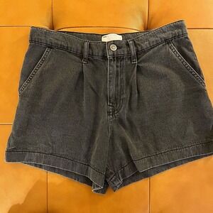 ASOS Denim Shorts Black High Waist Slit Sides Size US 32 Women's EUC LIGHTWEIGHT